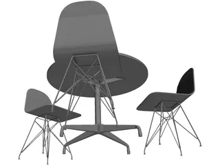 Eames Seatings and Table 3D Model