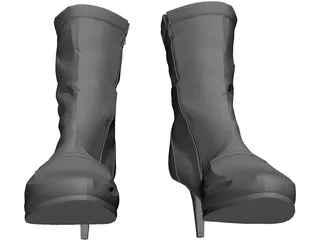 Woman Leather Boots 3D Model