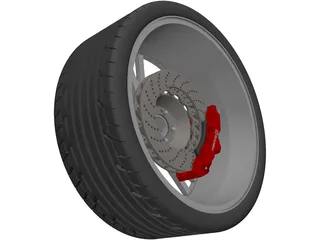 Wheel/Tire with Caliper and Rotor 3D Model