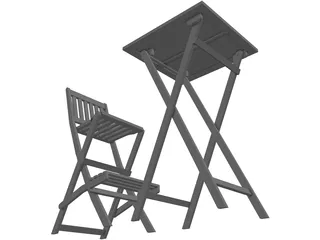 Bar Chair and Table 3D Model