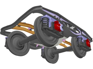 2 Axle Wheel Set 3D Model