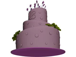 Cake Sweet 16 3D Model