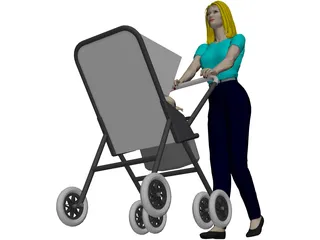 Woman [+Baby Carriage] 3D Model