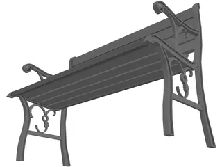 Wrought Iron Park Bench 3D Model
