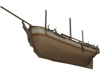 HMS Bounty with Interior 3D Model