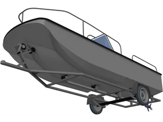 Whaler Boat on Trailer 3D Model