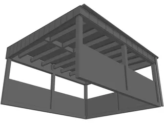 Carport with Metal Roof 3D Model