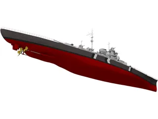 Battleship Tirpitz 3D Model