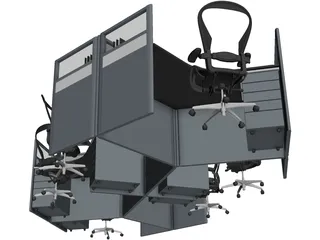 Office Table Workspace 3D Model