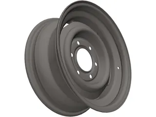 Steel Wheel 15 Inch 6 Lug 3D Model