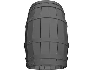 Wooden Barrel with Lids 3D Model