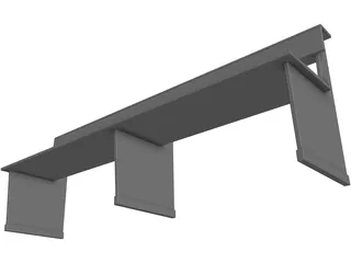 Church Bench Long 3D Model