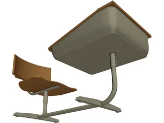 School Desk 3D Model