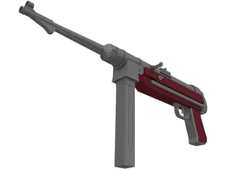 MP 40 Submachine Gun 3D Model