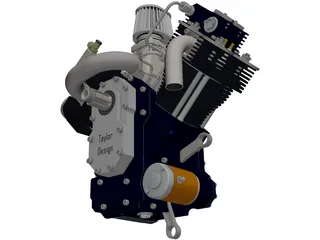 Generic V-Twin Gas Engine Assembly 3D Model