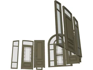 Wood Doors Collection 3D Model