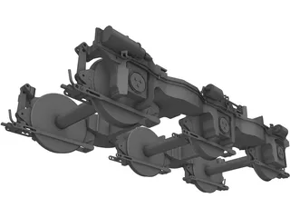 Locomotive Bogie 3 Axle 3D Model