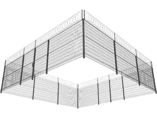 Metallic Fence 3D Model