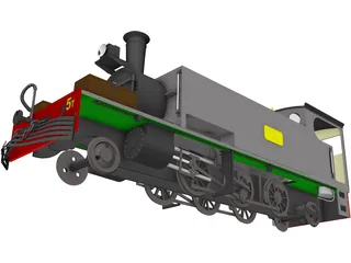 Narrow Gauge Steam Locomotive 3D Model