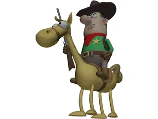 Cowboy with Horse 3D Model