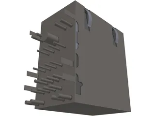 RJ45 Double Connector 3D Model