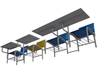 School Chairs 3D Model