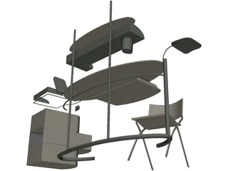 Computer Desk Set 3D Model