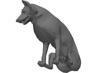 Wolf Sitting 3D Model