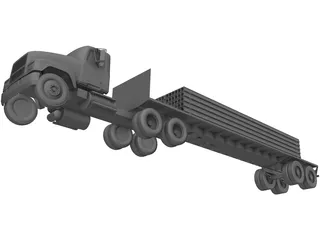 Mack with Flatbed Precast Slabs Trailer 3D Model