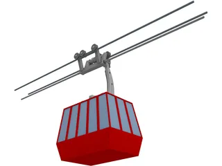 Three-Aerial Ropeway 3D Model