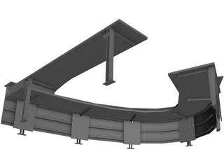 Desk Curved Reception 3D Model