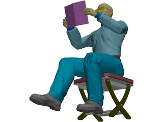 Man with Book 3D Model