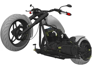 Custom Chopper Motorcycle 3D Model