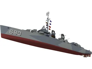 USS Fletcher 3D Model