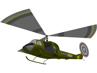 Bell UH1-B Huey 3D Model