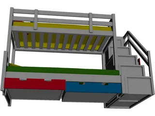 Kids Colour Bed 3D Model