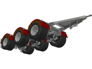 Tri-Axle Dolly 1540 Axle Centers 3D Model