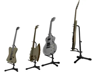 Electric Guitars Collection 3D Model