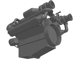 MAN Marine Diesel V12 Engine 3D Model