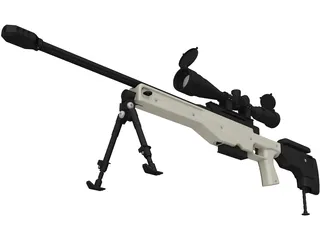 .338 Lapua Magnum Sniper Rifle 3D Model