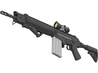 FN FAL Custom Rifle with Aimpoint Scope 3D Model