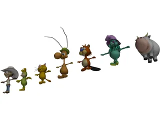 Cartoon Characters Collection 3D Model