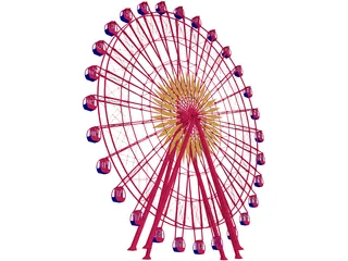 Amusement Park Wonder Wheel 3D Model