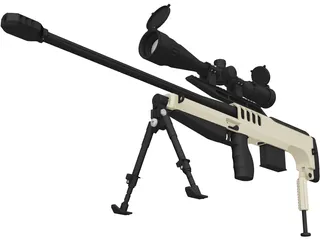 .338 Lapua Magnum Bullpup 3D Model