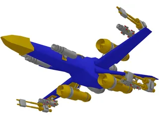 X-Wing Plane 3D Model