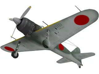 A6M Zero with Landing Gear 3D Model