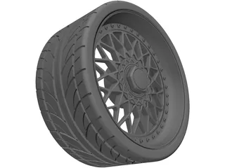 BBS RS Replica 3 Piece Wheel and Tire 3D Model