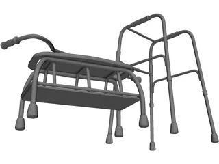 Walker Cane and Bath Chair 3D Model