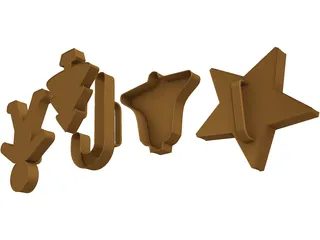 Xmas Cookie Cutters 3D Model