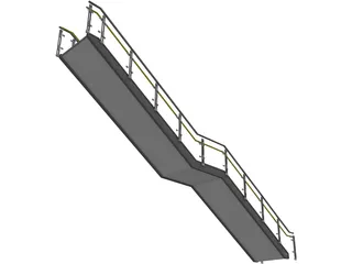 Stair with Glass Rail 3D Model